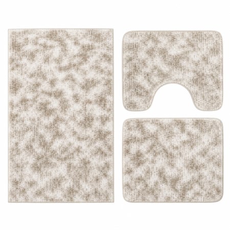 Set covoare baie antiderapante, 3 piese, model abstract, bej-taupe, CBA422 [0]
