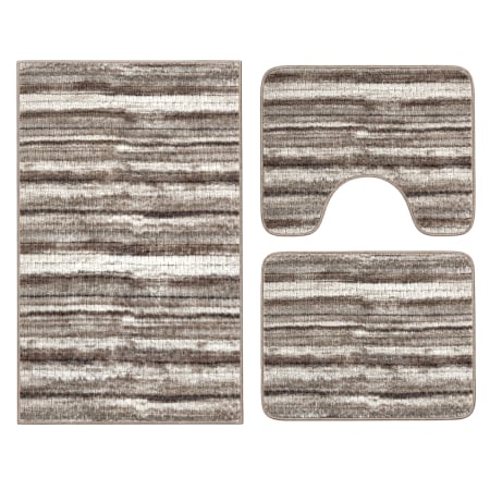 Covoare baie - Set covoare baie antiderapante, 3 piese, model dungi, maro-bej, CBA426