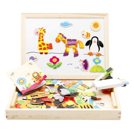 Pentru copii - Tabliță magnetică cu față dublă puzzle JC84