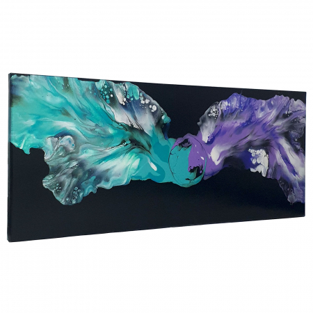 Tablouri unicat - Tablou pictat manual, acrilic pe pânză, 70 x 30 cm, iridescent