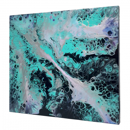 Tablouri unicat - Tablou pictat manual, acrilic pe pânză, 45 x 40 cm, iridescent