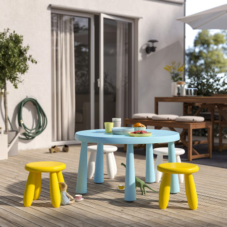 Mobilier - Taburet din plastic, rotund, diametru 30 cm, galben, MC37