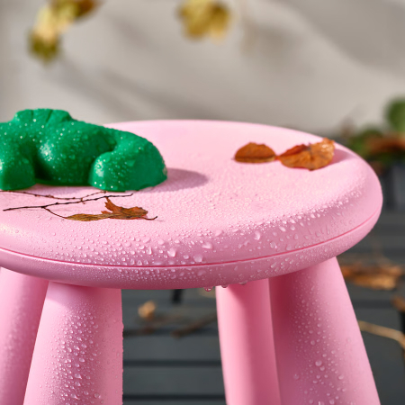 Mobilier - Taburet din plastic, rotund, diametru 30 cm, roz, MC38