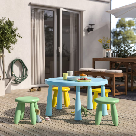 Mobilier - Taburet din plastic, rotund, diametru 30 cm, verde, MC40