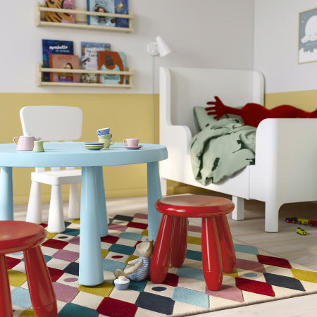 Mobilier - Taburet din plastic, rotund, diametru 30 cm, roșu, MC39