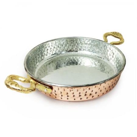 Produse din cupru - Tigaie din cupru lucrată manual 20 cm CTR10