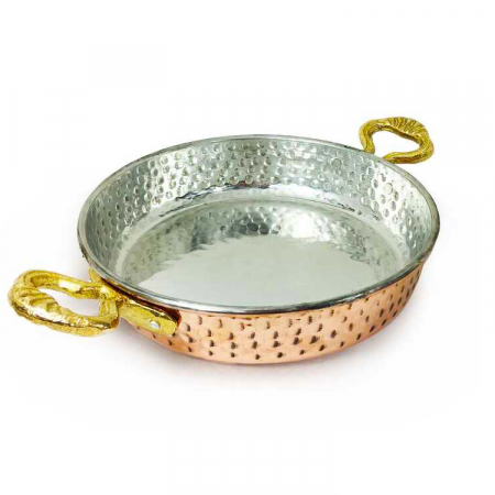Produse din cupru - Tigaie din cupru lucrată manual 22 cm CTR52