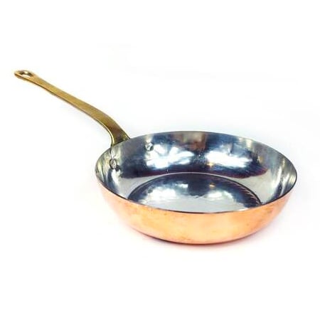 Produse din cupru - Tigaie din cupru cu coadă de alamă diametru 22 cm CTR75