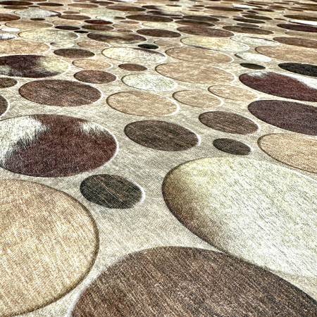 Covoare antiderapante - Traversă hol antiderapantă, 400 cm, model cu cercuri, bej-maro