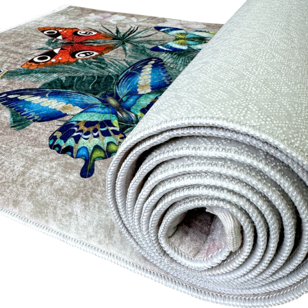 Traversă hol antiderapantă, 400 cm, model floral cu fluturi, multicolor [5]