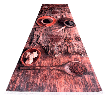 Traversă bucătărie antiderapantă, 80x300 cm, model Coffee Time Rustic, TRB1252 [7]