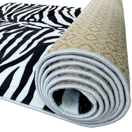 Traversă hol antiderapantă, 400 cm, model zebra, alb cu negru [7]