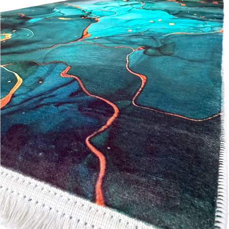 Traversă hol antiderapantă, 80x300 cm, Model Abstract Turcoaz, TRV2092 [3]