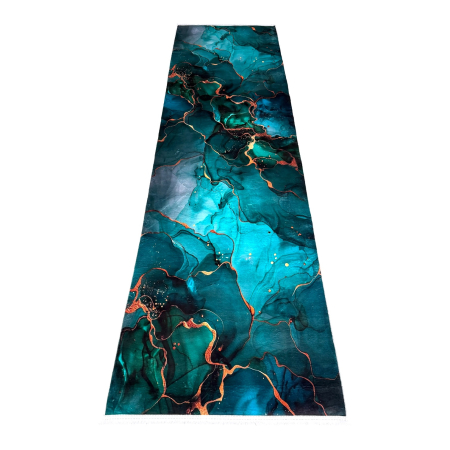 Traversă hol antiderapantă, 80x300 cm, Model Abstract Turcoaz, TRV2092 [6]