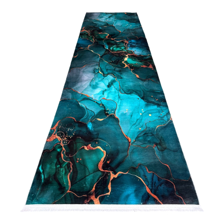 Traversă hol antiderapantă, 80x300 cm, Model Abstract Turcoaz, TRV2092 [2]