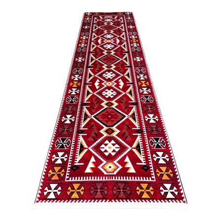 Covoare antiderapante - Traversă hol antiderapantă, 80x300 cm, Model Boho Roșu, TRV2312
