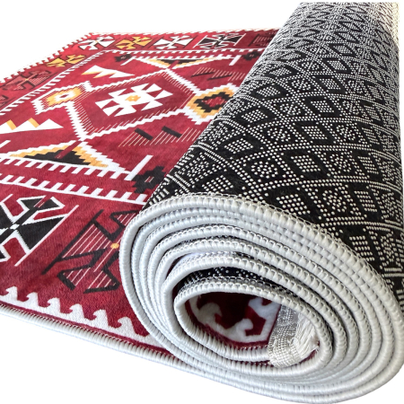 Traversă hol antiderapantă, 80x300 cm, Model Boho Roșu, TRV2312 [8]