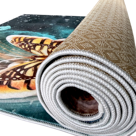 Traversă hol antiderapantă, 80x300 cm, model fluturi turcoaz, 80x300 cm, TRV2212 [5]