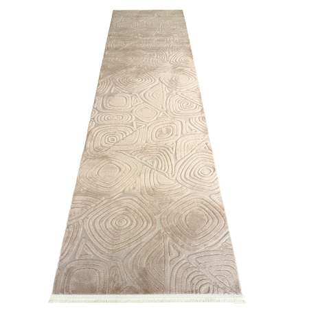 Covoare antiderapante - Traversă hol antiderapantă, 80x300 cm, soft 3D, model triunghi, bej