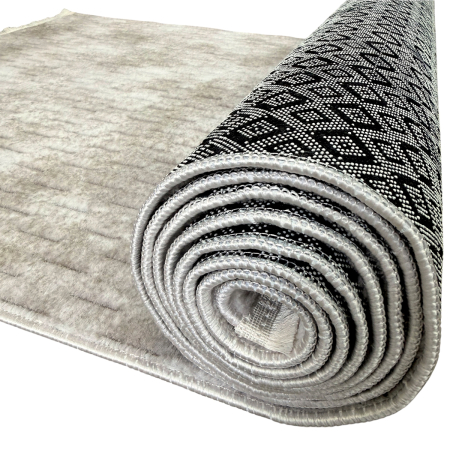 Covoare antiderapante - Traversă hol antiderapantă, 80x300 cm, Welsoft, model abstract, bej-taupe, TRV4212