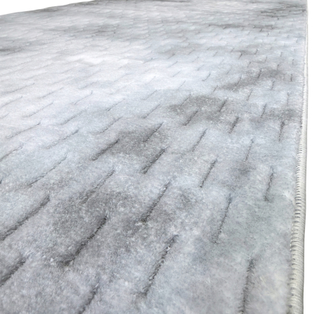 Covoare antiderapante - Traversă hol antiderapantă, 80x300 cm, Welsoft, model abstract gri, TRV4232