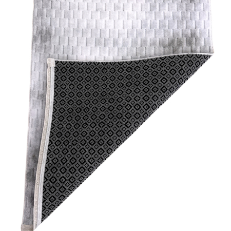 Covoare antiderapante - Traversă hol antiderapantă, 80x300 cm, Welsoft, model abstract gri, TRV4232