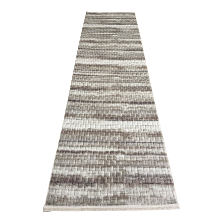 Traversă hol antiderapantă, 80x300 cm, Welsoft, model dungi, maro-bej, TRV4252 [6]