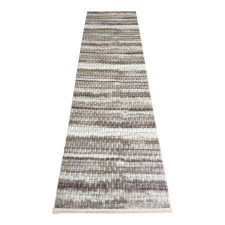 Traversă hol antiderapantă, 80x300 cm, Welsoft, model dungi, maro-bej, TRV4252 [5]