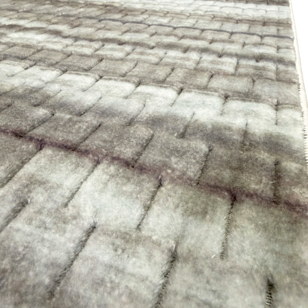 Covoare antiderapante - Traversă hol antiderapantă, 80x300 cm, Welsoft, model dungi, maro-bej, TRV4252