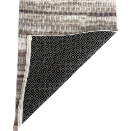 Covoare antiderapante - Traversă hol antiderapantă, 80x300 cm, Welsoft, model dungi, maro-bej, TRV4252