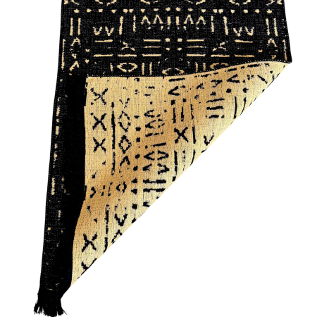 Traversă hol țesută tradițional, 80x300 cm, 2 fețe, Model Tribal Etnic Negru-Bej [7]