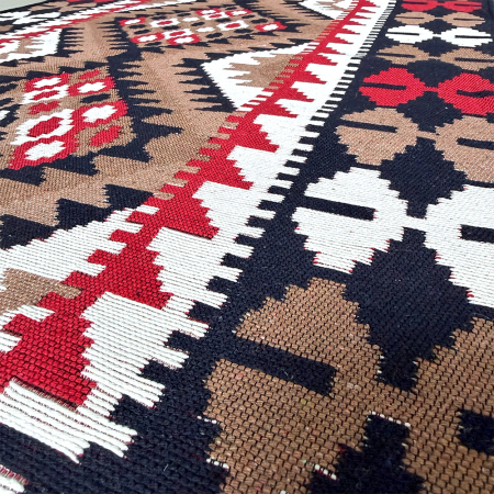 Traversă hol țesută tradițional, 80x300 cm, 2 fețe, geometric, bleumarin [5]