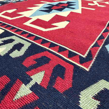 Traversă hol țesută tradițional, 80x300 cm, 2 fețe, kilim, roșu [5]