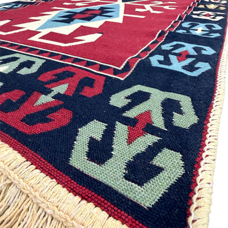 Covoare tradiționale - Traversă hol țesută tradițional, 80x300 cm, 2 fețe, kilim, roșu