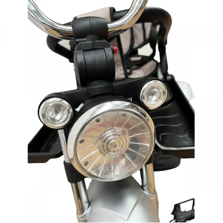 Tricicletă cu scaun rotativ, poziție de somn, pliabilă, far luminos, muzică, gri, BTR10 [6]