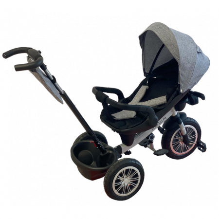 Tricicletă cu scaun rotativ și poziție de somn, pliabilă, gri, BTR05 [5]