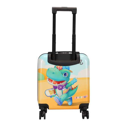 Trolere - Troler copii 43x35x23 cm, 4 roți, ABS + Policarbonat, model Dinozaur 3D multicolor