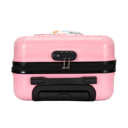 Trolere - Troler copii 43x35x23 cm, 4 roți, ABS + Policarbonat, model Girafă 3D roz