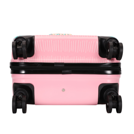 Troler copii 43x35x23 cm, 4 roți, ABS + Policarbonat, model Girafă 3D roz [5]