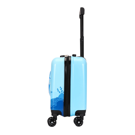 Trolere - Troler copii 43x35x23 cm, 4 roți, ABS + Policarbonat, model Rechin 3D albastru