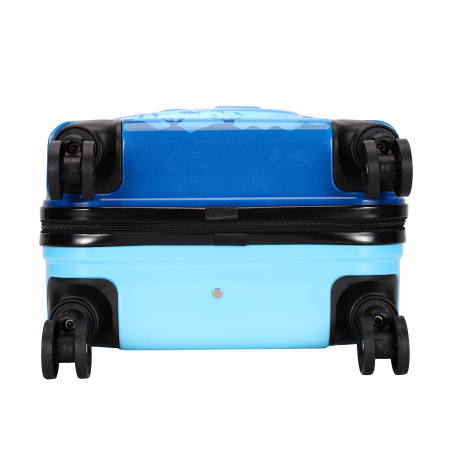 Troler copii 43x35x23 cm, 4 roți, ABS + Policarbonat, model Rechin 3D albastru [6]