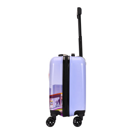 Trolere - Troler copii 43x35x23 cm, 4 roți, ABS + Policarbonat, model Ursuleț 3D mov