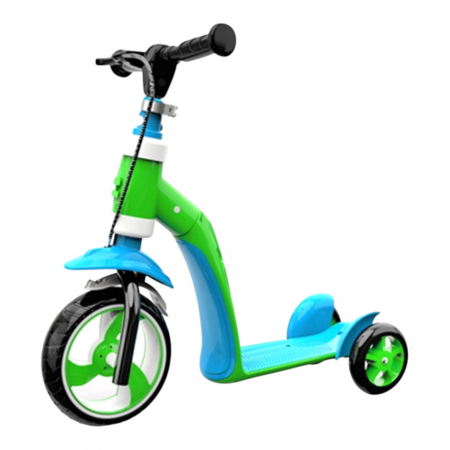 Trotinete - Trotinetă convertibilă 2 în 1, cu frână, verde cu albastru, TRT05