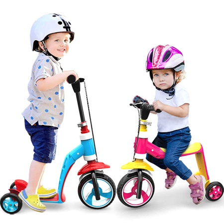 Trotinetă convertibilă 2 în 1, cu frână, verde cu albastru, TRT05 [8]