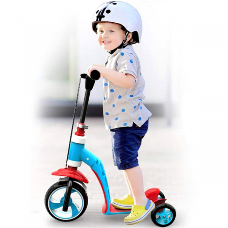 Trotinetă convertibilă 2 în 1, cu frână, verde cu albastru, TRT05 [6]