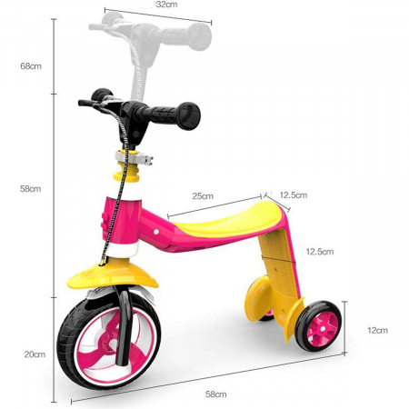 Trotinetă convertibilă 2 în 1, cu frână, verde cu albastru, TRT05 [7]