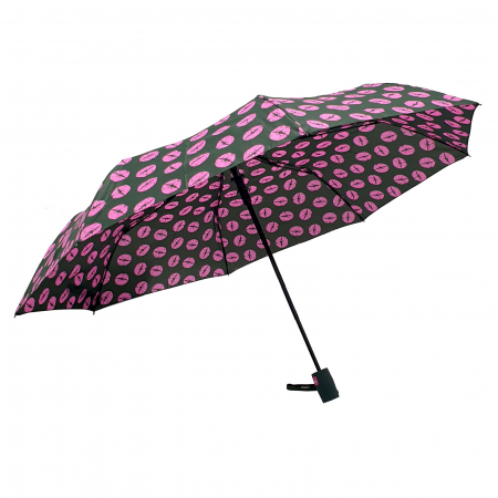 Umbrele - Umbrelă pliabilă deschidere automată, antivânt, 100 cm, în husă, negru cu roz