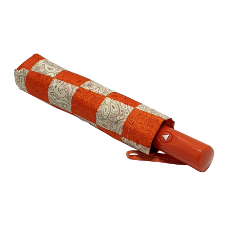 Umbrele - Umbrelă pliabilă deschidere automată, antivânt, 100 cm, în husă, portocaliu cu alb