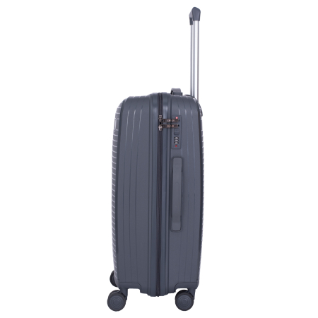 Valiză Troler Mic 55x36x20 cm, 38 litri, Polipropilenă, 4 Roți Duble, gri [4]