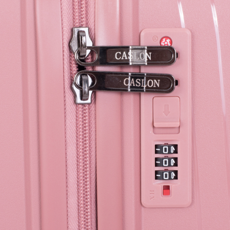 Valiză Troler Mediu 65x43x24 cm, 63 litri, Polipropilenă, 4 Roți Duble, roz [5]